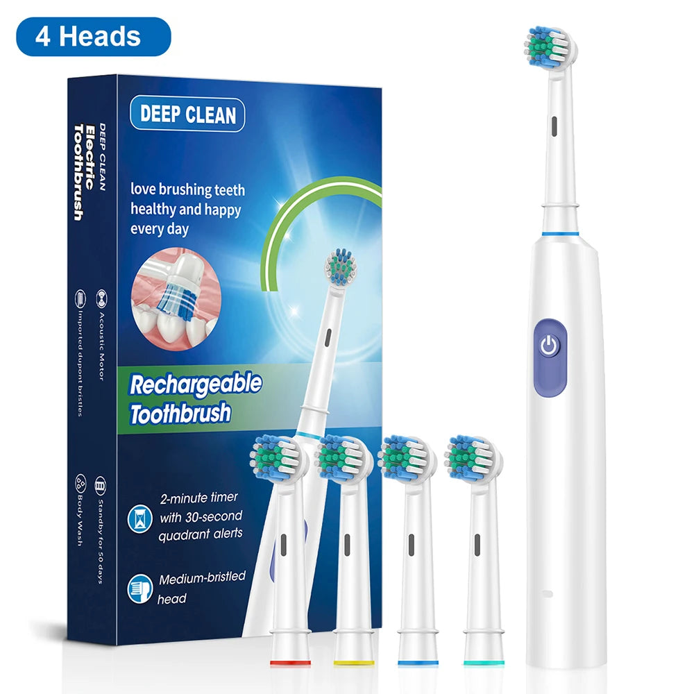 Sonic Electric Toothbrush | 5 Cleaning Modes, 30-Day Battery & 4/8 Replacement Heads