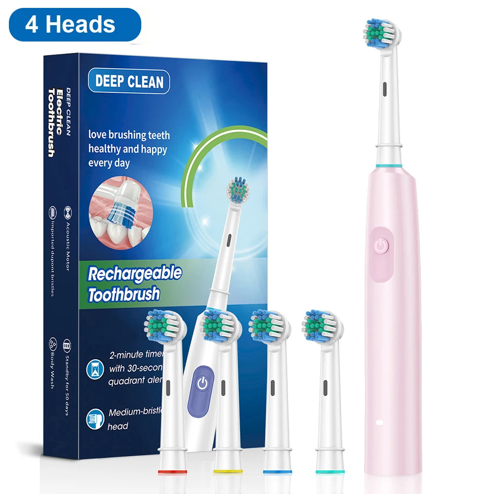 Sonic Electric Toothbrush | 5 Cleaning Modes, 30-Day Battery & 4/8 Replacement Heads