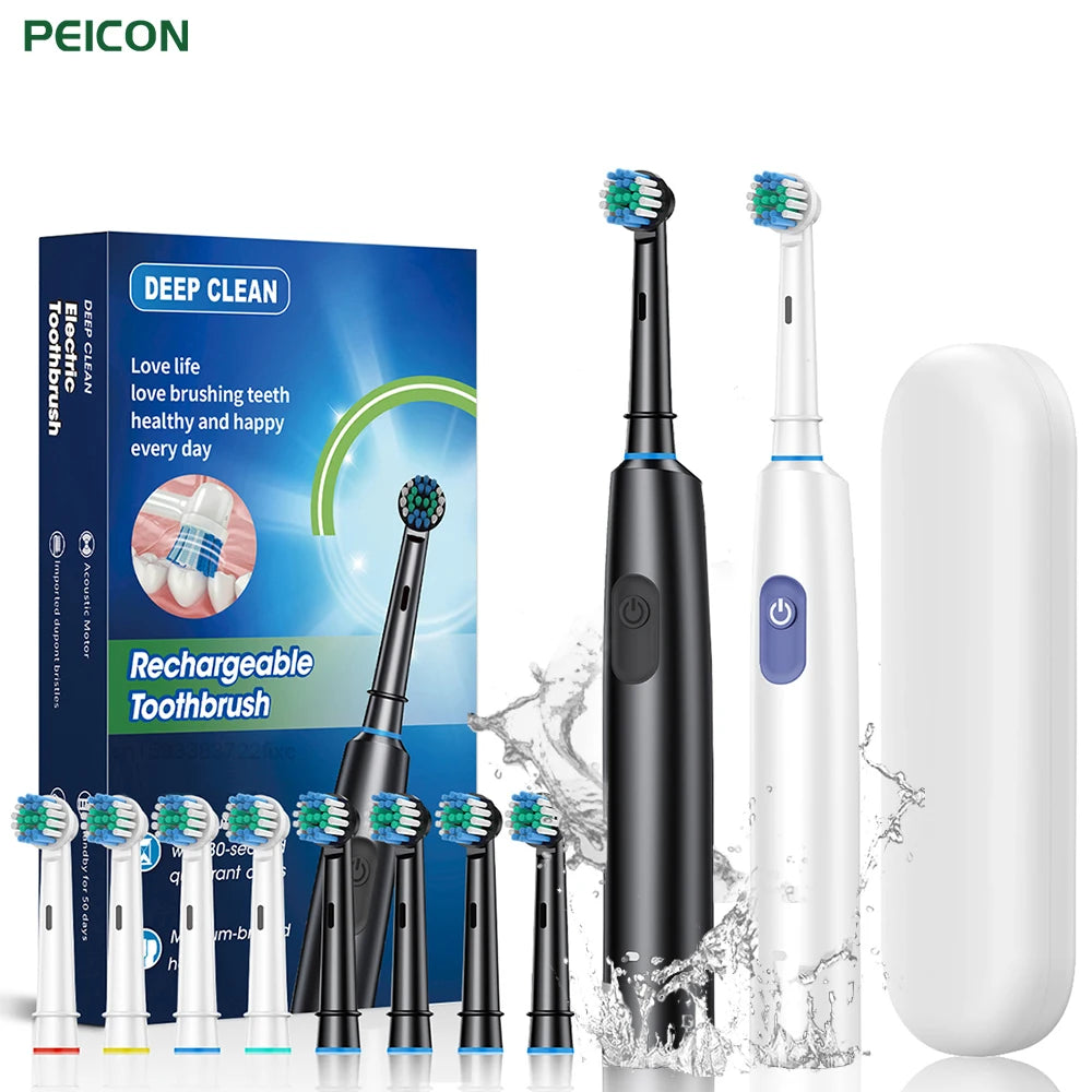 Sonic Electric Toothbrush | 5 Cleaning Modes, 30-Day Battery & 4/8 Replacement Heads