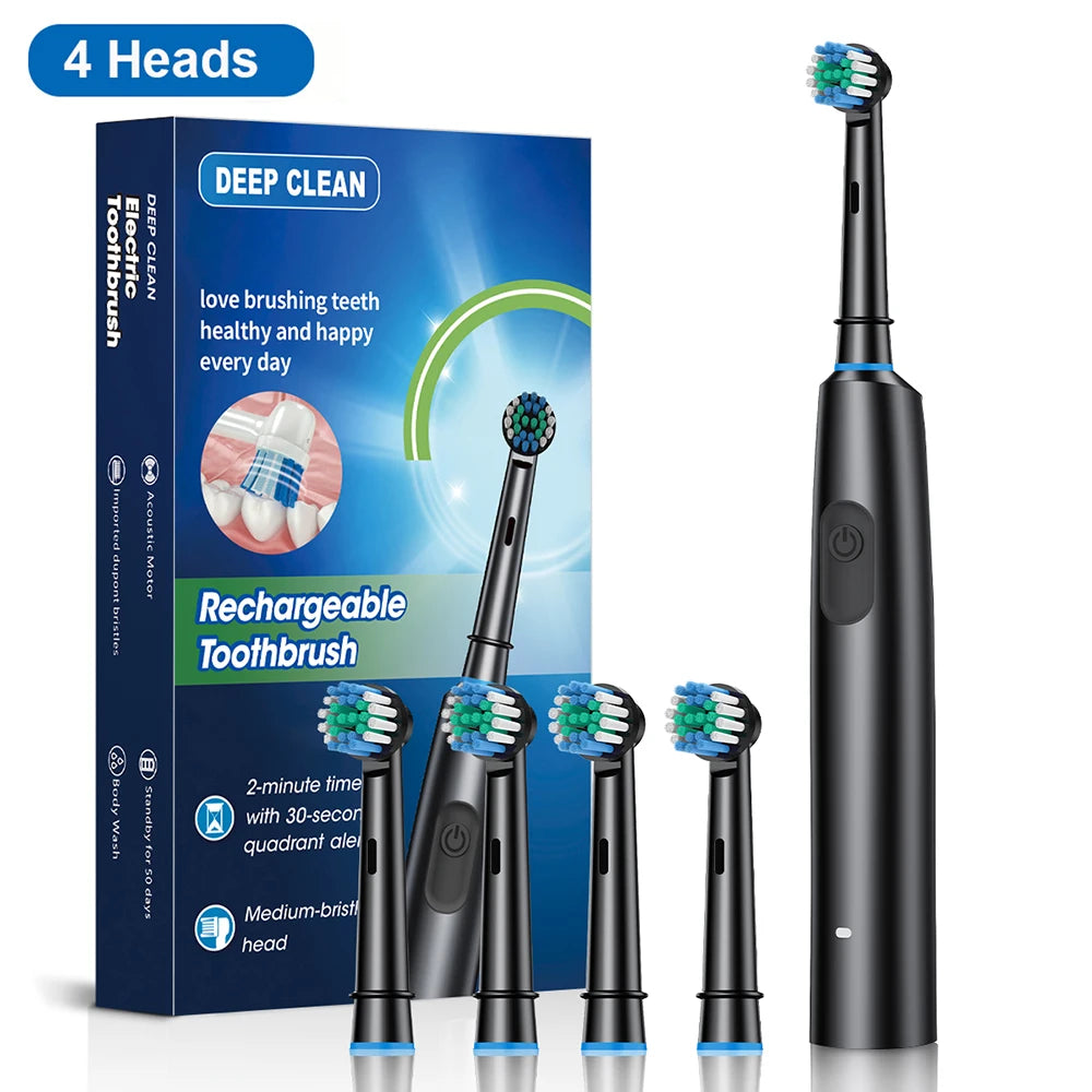 Sonic Electric Toothbrush | 5 Cleaning Modes, 30-Day Battery & 4/8 Replacement Heads