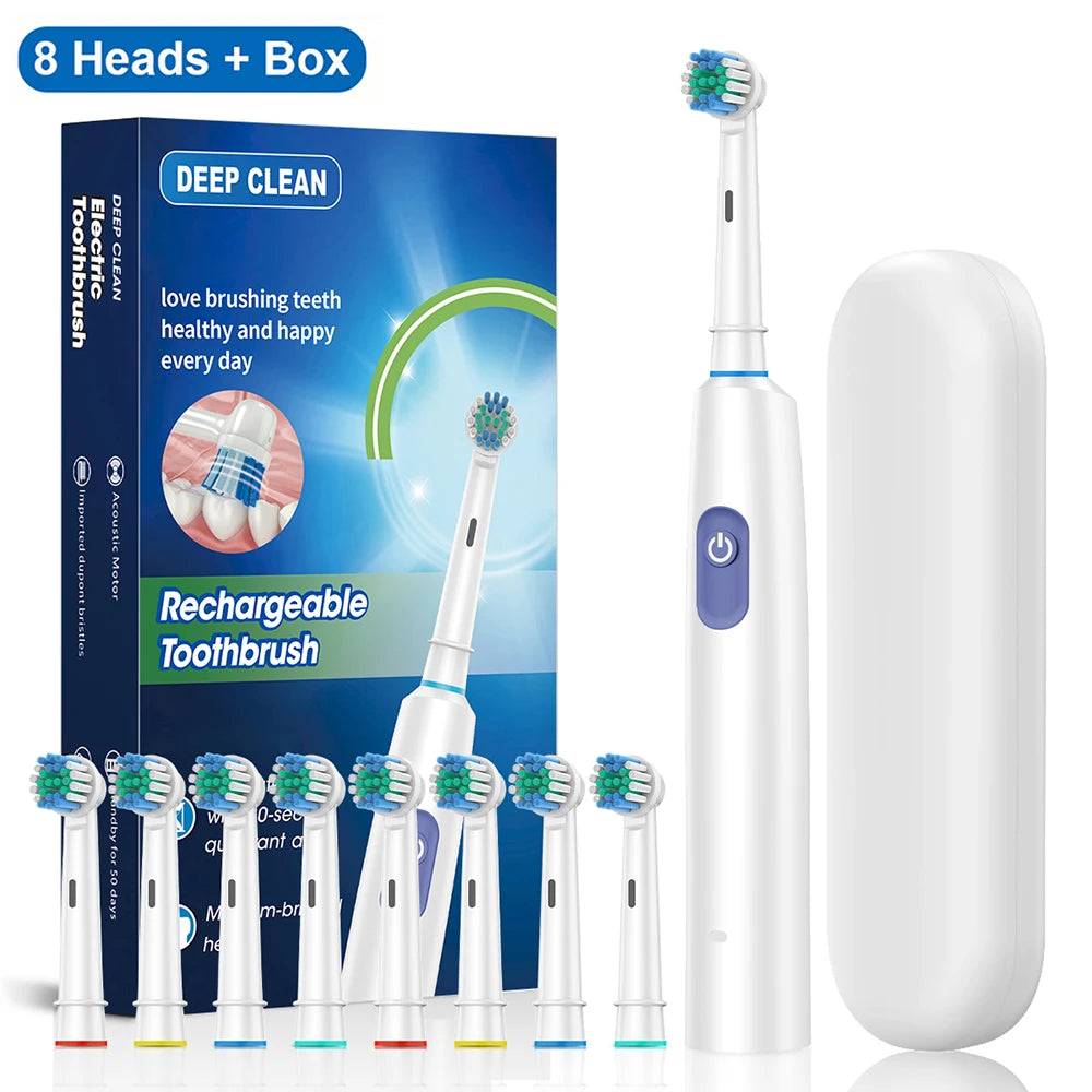 Sonic Electric Toothbrush | 5 Cleaning Modes, 30-Day Battery & 4/8 Replacement Heads