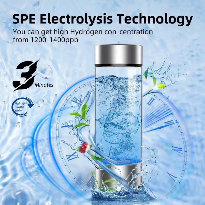 Hydrogen Generator Water Bottle – Portable Ionizer with USB Charging & Antioxidant-Rich ORP Filter
