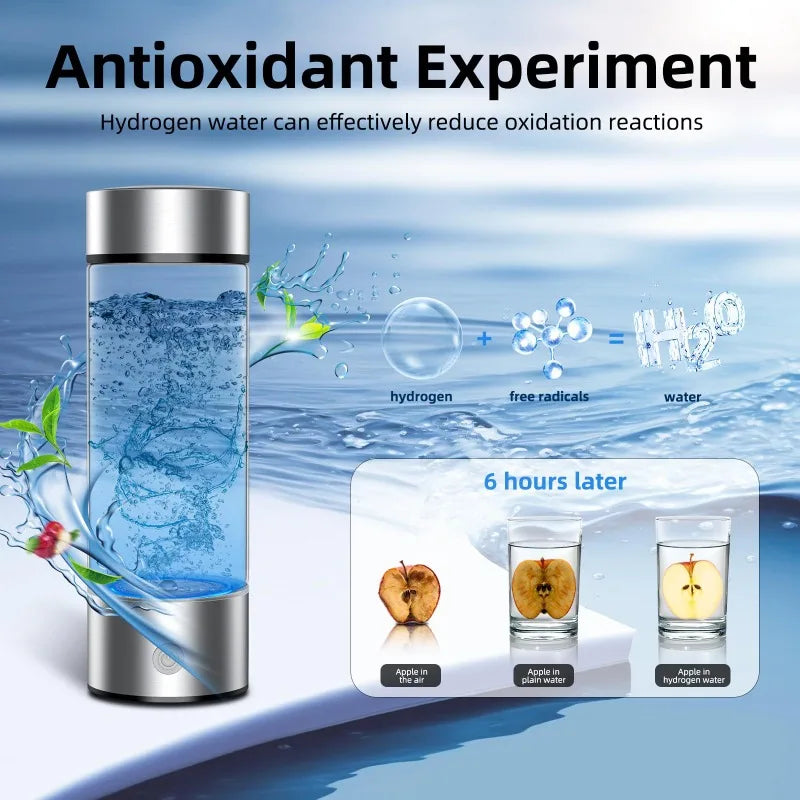 Hydrogen Generator Water Bottle – Portable Ionizer with USB Charging & Antioxidant-Rich ORP Filter