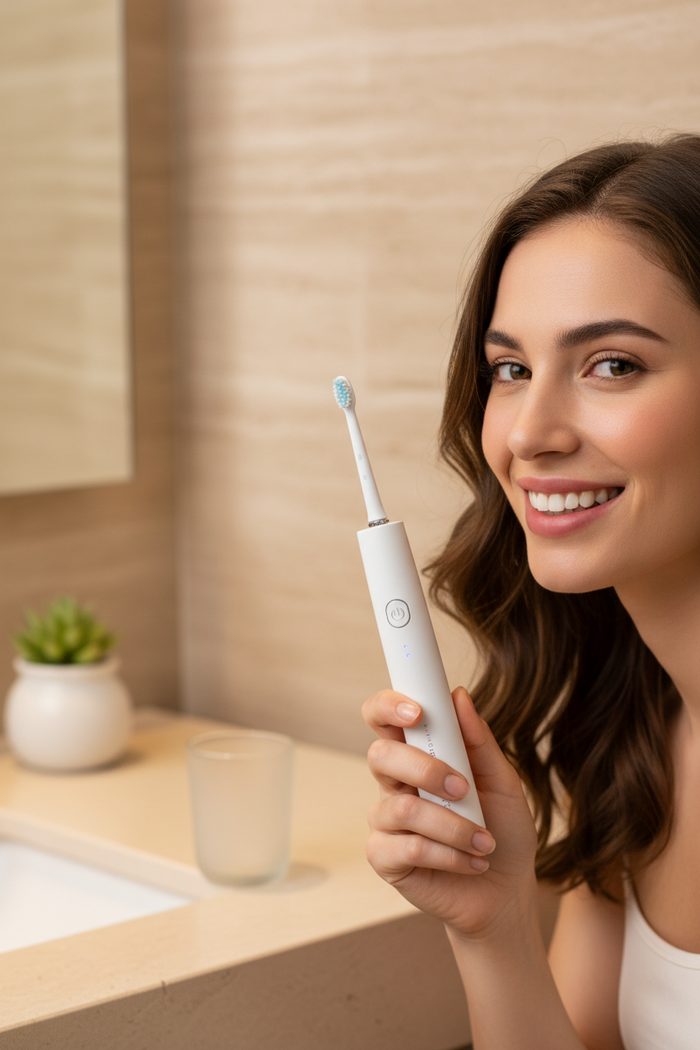 Sonic Electric Toothbrush™ | 5 Cleaning Modes, 30-Day Battery & 4/8 Replacement Heads™