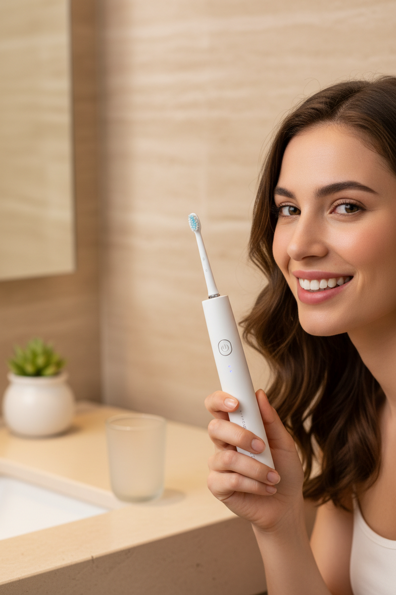 Sonic Electric Toothbrush™ | 5 Cleaning Modes, 30-Day Battery & 4/8 Replacement Heads™