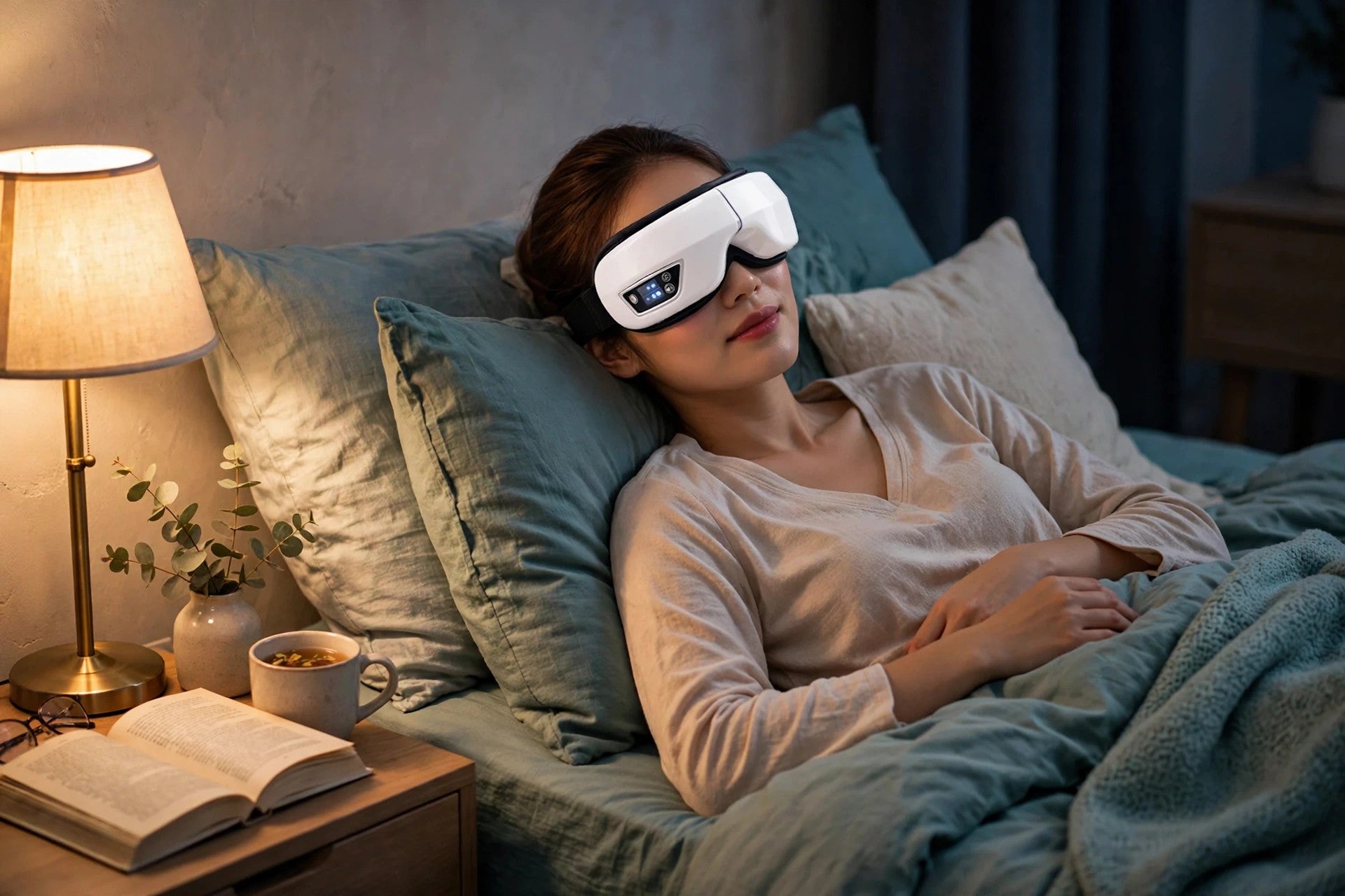 Winding down at bedtime with the foldable eye massager